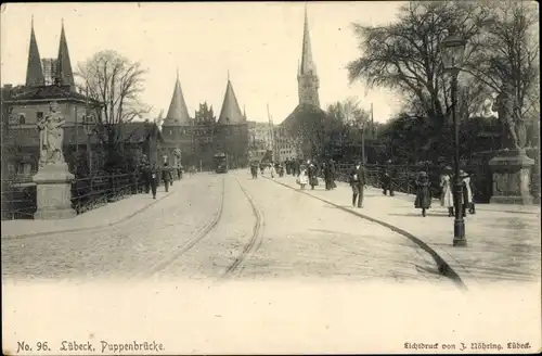 Ak Hansestadt Lübeck, Puppenbrücke