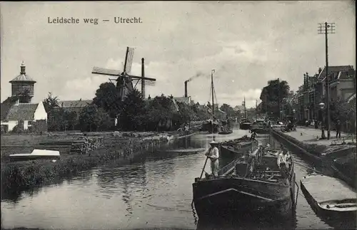 Ak Utrecht Niederlande, Leidsche weg, Windmühle