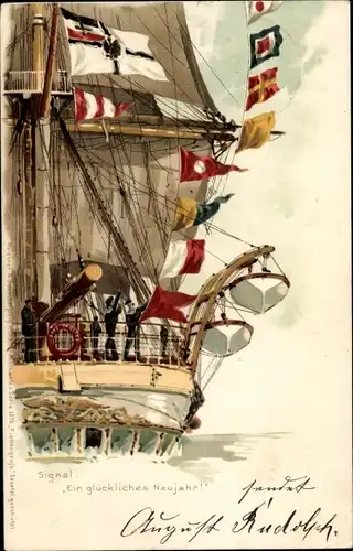 Künstler Ak Bohrdt, Segelschiff mit Signalfahnen