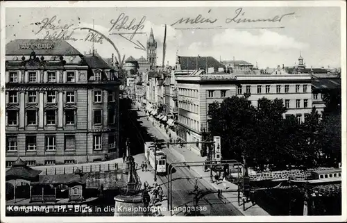 Ak Kaliningrad Königsberg Ostpreußen, Blick in die Kneiphofsche Langgasse, Landesbank