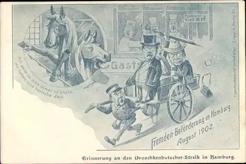 Ak Hamburg, Droschkenkutscher Streik, Fremdenbeförderung August 1902