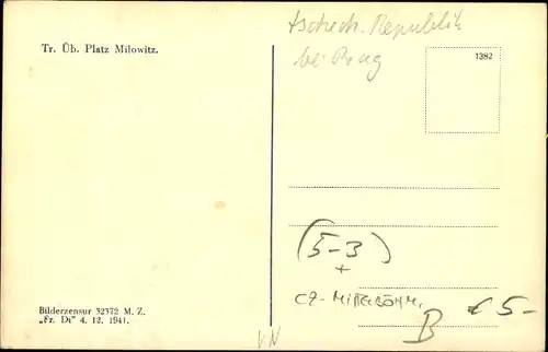 Ak Milovice nad Labem Milowitz Mittelböhmen, Truppenübungsplatz