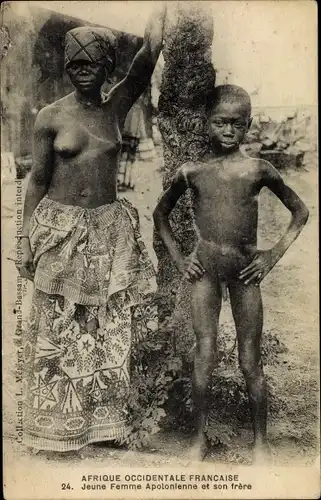 Ak Afrique Occidentale Francaise, Jeune Femme Apolonienne et son frere