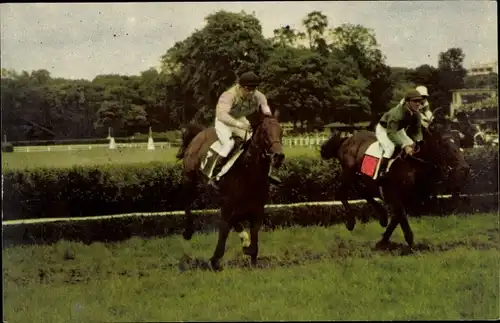 Ak Ansicht zweier Männer auf Pferden, Pferderennsport, Postillon 1967