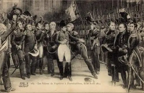 Künstler Ak Fontainebleau Seine et Marne, Les Adieux de Napoleon 1814