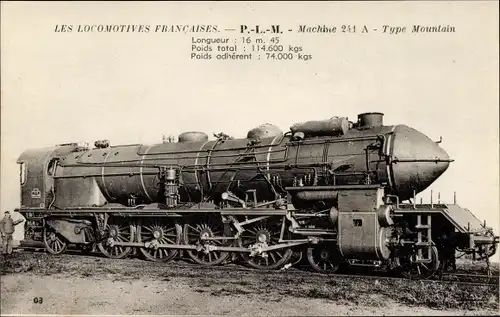 Ak Französische Eisenbahn, PLM, Dampflok No. 241 A, Type Mountain