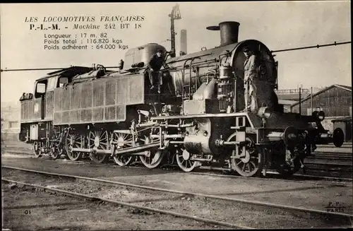 Ak Französische Eisenbahn, PLM, Machine 242, Dampflok