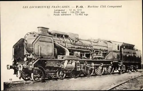 Ak Französische Eisenbahn, PO, Machine 4703 Compund, Dampflok