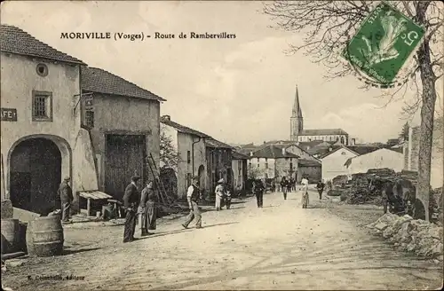 Ak Moriville Vosges, Route de Rambervillers