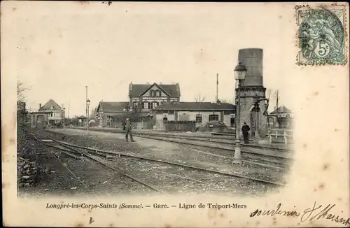 Ak Longpré les Corps Saints Somme, La Gare