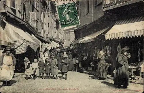 Ak Limoges Haute Vienne, Rue de la Boucherie, Geschäfte, Kinder