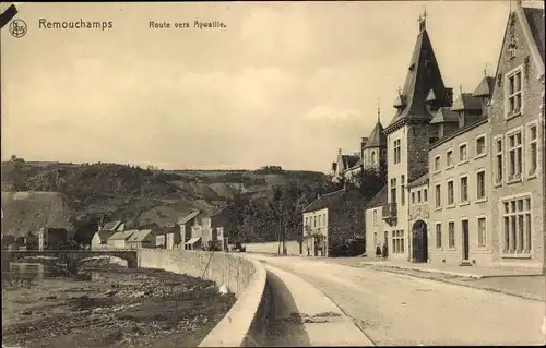 Ak Remouchamps Aywaille Wallonien Lüttich, Route vers Aywaille, Straßenpartie, Brücke