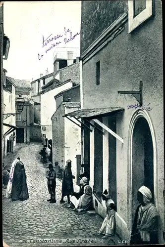 Ak Constantine Algerien, Rue Arabe, Arabisches Viertel, Pflasterweg