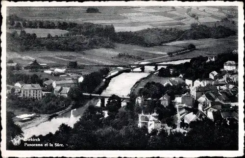 Ak Diekirch Luxemburg, Panorama et la Sure, Blick auf den Ort
