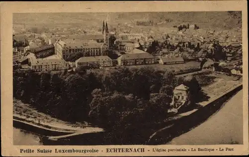 Ak Echternach Luxemburg, L'eglise paroissiale, La Basilique, Le Parc