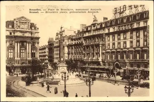 Ak Bruxelles Brüssel, Place de Brouckere, Monument Anspach