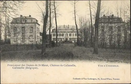 Ak Callenelle Péruwelz Wallonien Hennegau, Pensionnat des Dames de St-Maur, Chateau, Vue d'Ensemble