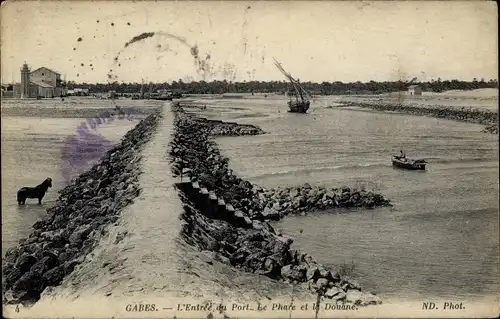 Ak Gabès Tunesien, L'Entree du Port, Le Phare et la Douane