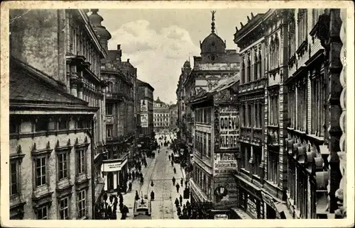 Ak Brno Brünn Südmähren, Masarykova trida, Masarykstraße, Geschäftshäuser