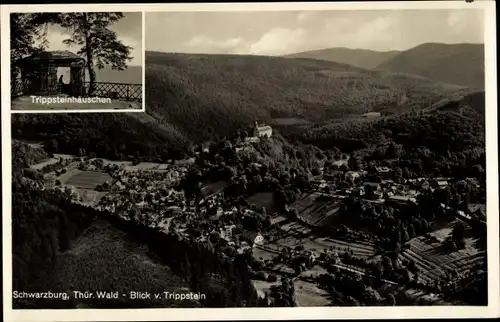 Ak Schwarzburg in Thüringen, Blick vom Trippstein, Trippsteinhäuschen