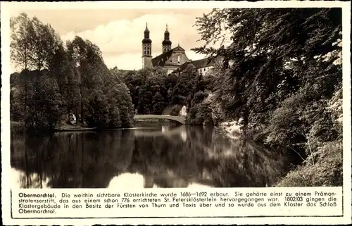 Ak Obermarchtal, Uferpartie mit Kloster und Brücke, Donau