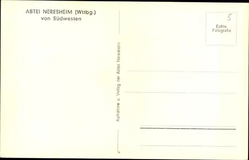 Ak Neresheim in Württemberg, Abtei, von Südwesten