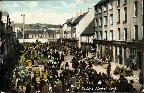 Ak Cork Irland, Paddy's Market, Verkaufsstände am Markt