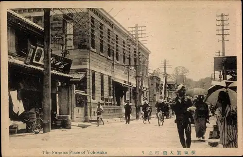 Ak Yokosuka Japan, Straßenpartie