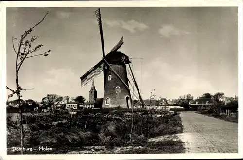 Ak Domburg Zeeland, Molen, Häuser, Windmühle