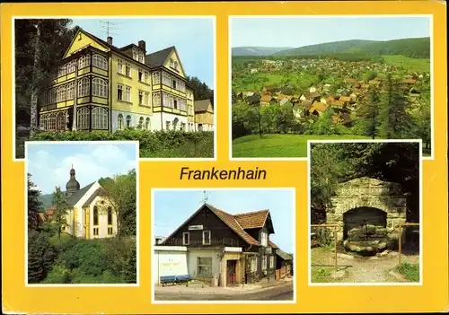 Ak Frankenhain in Thüringen, VdN Genesungsheim, St. Leonhard Kirche, HO Gaststätte Lilie