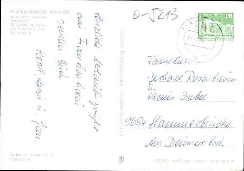 Ak Frankenhain in Thüringen, VdN Genesungsheim, St. Leonhard Kirche, HO Gaststätte Lilie