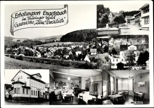 Ak Engelsbach Leinatal Thüringen, Gesamtansicht, Gaststätte zum Paradies