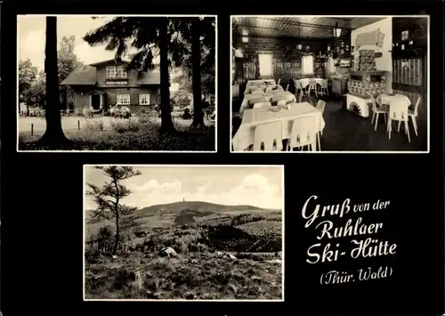 Ak Winterstein Waltershausen in Thüringen, Ruhlaer Ski-Hütte, Speisesaal, Panorama