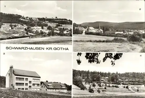 Ak Schwarzhausen Waltershausen in Thüringen, Polytechnische Oberschule, Bungalowsiedlung