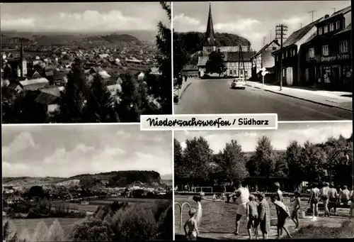 Ak Niedersachswerfen Harztor in Thüringen, Blick von der Wache, Ernst-Thälmann-Platz, Mühlberg, Bad