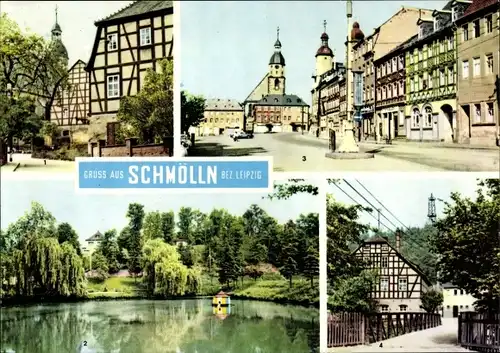 Ak Schmölln in Thüringen, Marktplatz, Malerwinkel, Blick zum Aussichtsturm, Brauereiteich