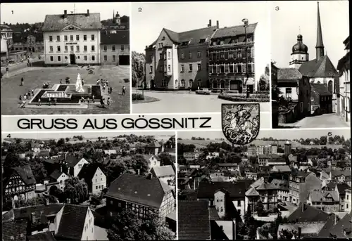 Ak Gößnitz in Thüringen, Freiheitsplatz, Rathaus, Postamt, Waldenburger Straße, Ältester Stadtteil
