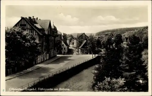 Ak Olbernhau im Erzgebirge, Flöhapartie am Rathaus