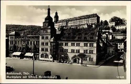 Ak Rudolstadt in Thüringen, Marktplatz mit Schloß Heidecksburg