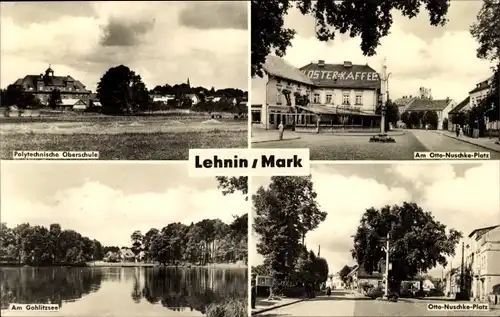 Ak Lehnin in der Mark, Polytechnische Oberschule, Otto Nuschke Platz, Gohlitzsee