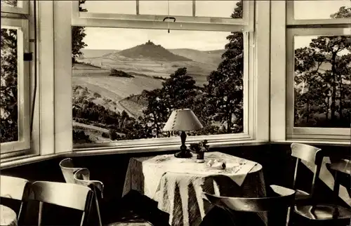 Ak Arnstadt Thüringen, HO Gaststätte Berggasthaus Alteburg, Blick zur Wachsenburg