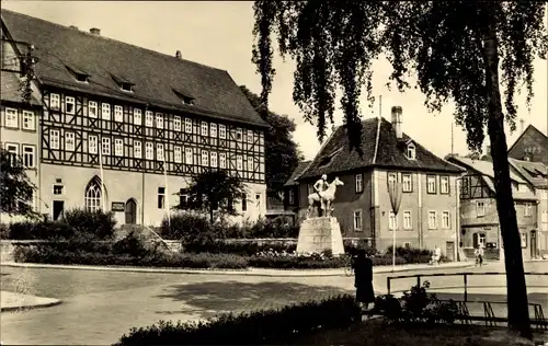 Ak Bad Langensalza in Thüringen, Ortspartie, Denkmal