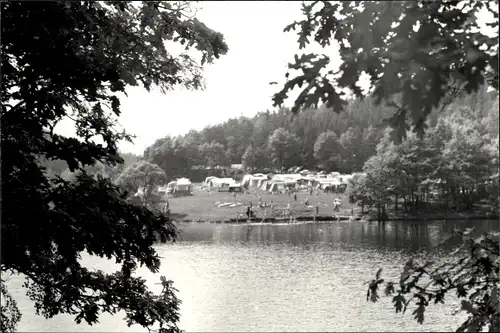 Ak Weida in Thüringen, Zeltplatz an der Aumatalsperre bei Weida