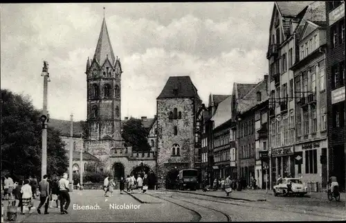 Ak Lutherstadt Eisenach in Thüringen, Kirche, Nicolaitor, Straßenszene, LKW