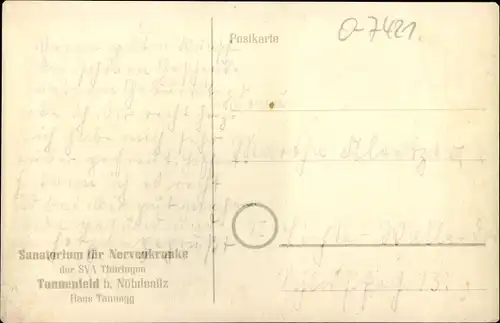 Ak Tannenfeld Löbichau in Thüringen, Sanatorium für Nervenkranke, Haus Tannegg, Außenansicht