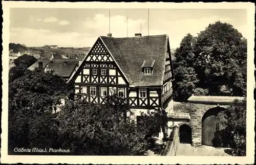 Ak Gößnitz in Thüringen, Pfarrhaus, Außenansicht, Fachwerkhaus