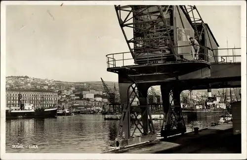 Ak Sušak Sussak Kroatien, Luka, Hafen, Kräne