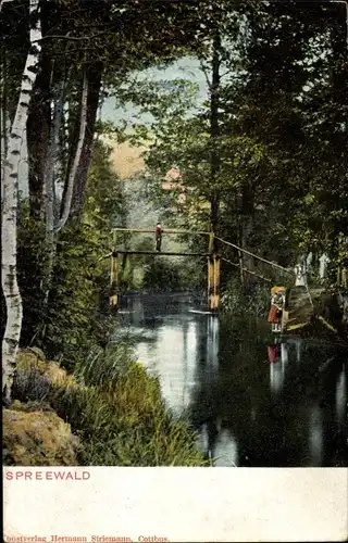 Ak Spreewald, Brücke, Menschen