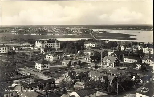 Ak Haparanda Schweden, Vy över staden mot Tornea, Blick auf den Ort
