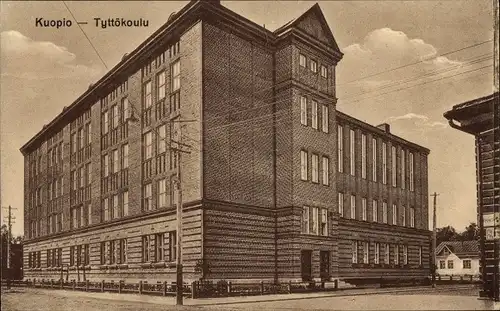 Ak Kuopio Finnland, Tyttökoulu, Straßenpartie, Gebäude